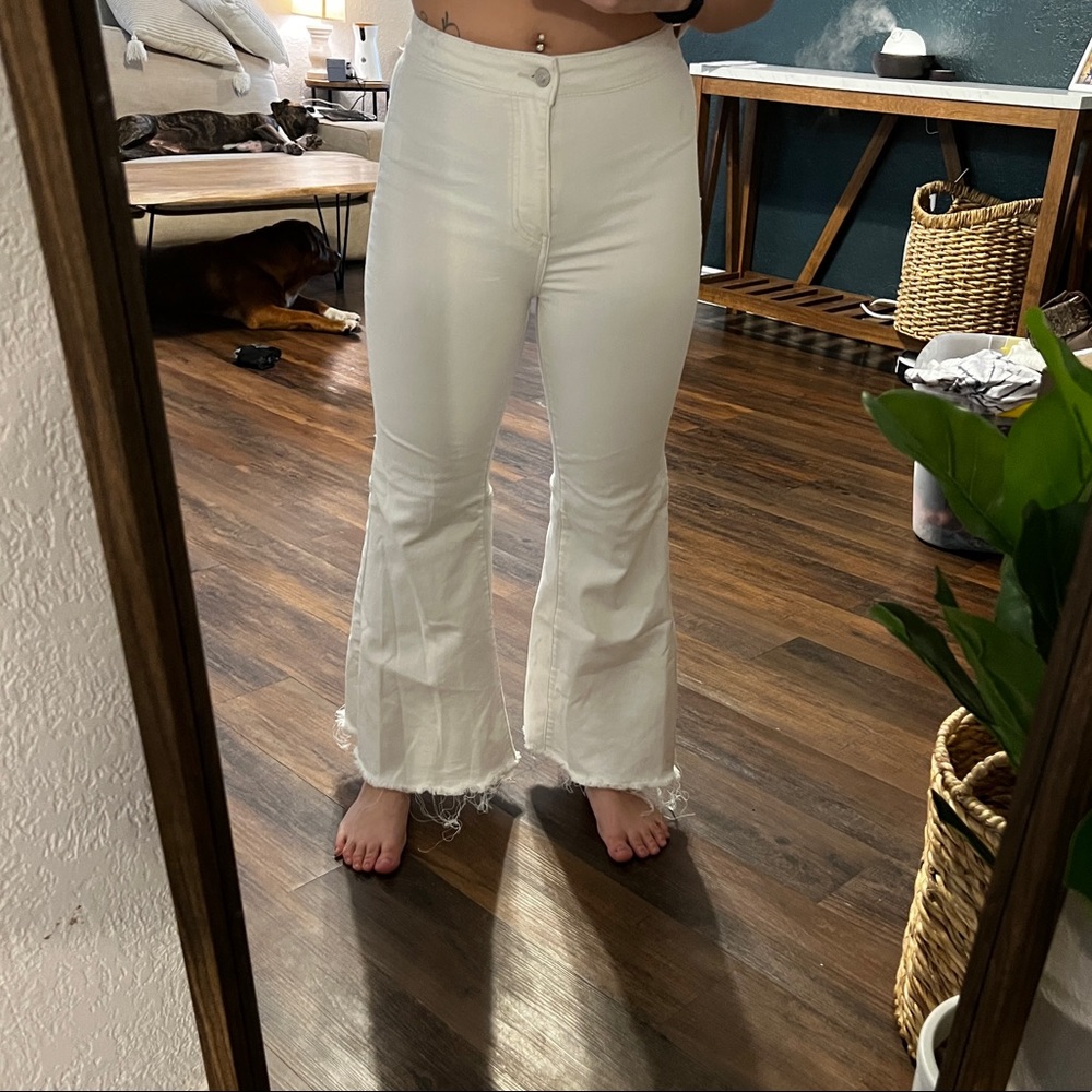 Free people white flare jeans